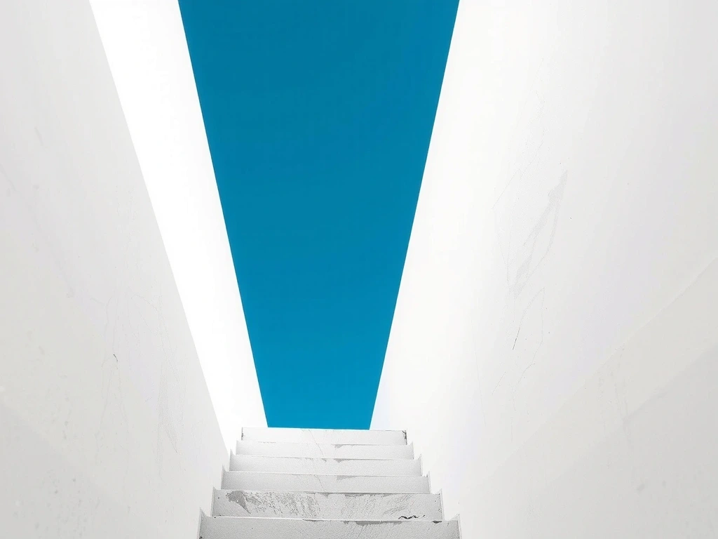 Architectural perspective of a white staircase